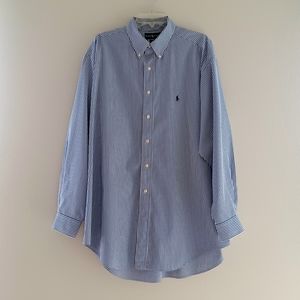 RALPH LAUREN Yarmouth Men's Striped Cotton Shirt, size 17/34-35